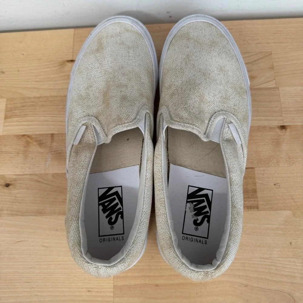 Vans OG Classic Slip-On LX Acid Wash Tan White Sneakers Mens 8 Womens 9.5 507452